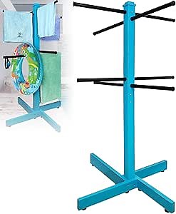 Pool Towel Rack Outdoor, [2024 New] 53’’ Wood Pool Towel Holder with 4 Bars, Outdoor Towel Rack for Pool Area Outside, Towel Rack Stand Hanger Towel Drying Rack for Pool,Hot Tub, Beach, Spa