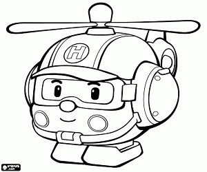 The helicopter of Robocar Poli coloring page printable game