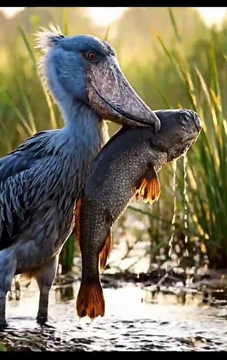Shoebill Catching & Eating Fish | Africa’s Silent Hunter | Real Wildlife Footage#wildlife #shorts