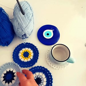 Evil Eye Crochet Coaster Pattern: Mandala DIY (PDF) - Etsy