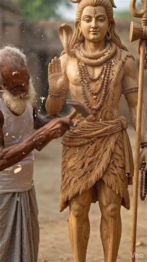 He Carved a LIVE Lord Shiva from WOOD! 🤯🕉️ Unbelievable Skills! #Shorts