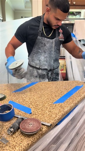 Granite Crack Repaired. — we opened up the hairline crack, filled in with epoxy that color matches the stone, sanded, polished and sealed for a beautiful stunning finish.✨ #granite #granitecountertops #graniterepair #houston #htx
