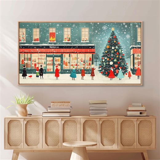 Mid Century Modern Christmas Canvas Print: Retro Holiday Decor - Etsy