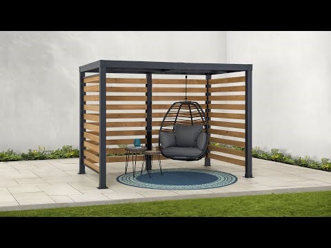 [How-to Install] DIY Sunjoy 10 ft. x 6 ft. Black Steel Pergola with Cedar Wood Screens and Hooks