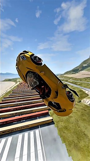 🚀 The Impossible Jump! Will the car succeed in crossing the shipping containers? #BeamNG