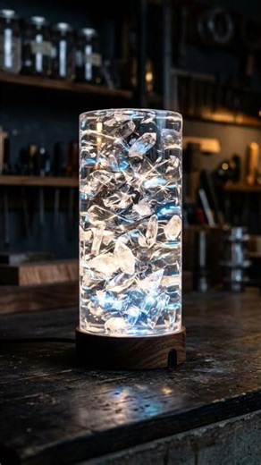 Broken Glass Turned Into a Crystal Lamp 💎 #shorts #epoxy #resinart
