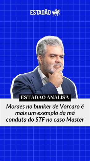 ESTADÃO ANALISA 🎧 "Moraes no bunker de Vorcaro é mais um exemplo da má conduta do Supremo no caso Master", avalia Carlos Andreazza. 📲 Acompanhe o programa ao vivo de segunda a sexta, às 7h, no YouTube e redes sociais do jornal -> https://x.gd/D6r4u 🗞️ Assine o Estadão em ofertas.estadao.com.br | Estadão