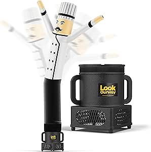 LookOurWay Air Dancers Wacky Waving Inflatable Tube Man - 7ft Tall Inflatable Dancing Man with Weather-Resitant Blower for Business Advertising - Restaurant and Food Themed - Chef