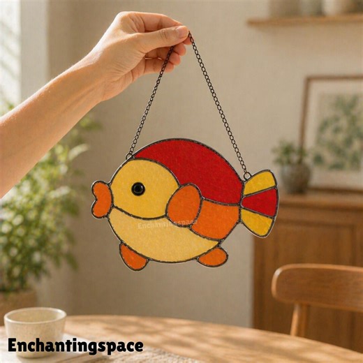 Colorful Fish Stained Glass for Window Hanging Decor, Handmade Coastal Suncatcher for Ocean Lovers - Etsy