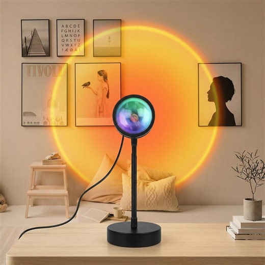 Sunset Projection Lamp RGB – App Control LED Night Light, TikTok Room Decor, Color Changing Mood Light, Bedroom Aesthetic Lamp Gift