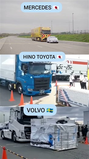 Smart Brake Challenge Volvo vs Mercedes vs Hino Toyota