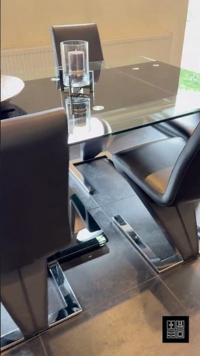 Glass Extendable Dining Table with 8 Matching Dining Chairs