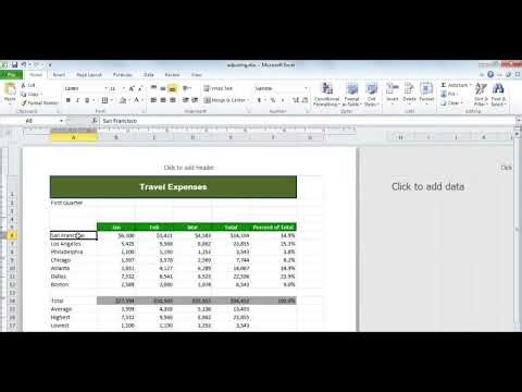 Adjusting columns, rows, and text in Excel