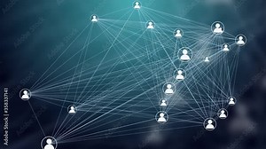 Users Connected in a Decentralized Network, P2P Technology. Concept for Peer to Peer Connections such as Cloud Computing, Storage, Smart Contracts, File Sharing.