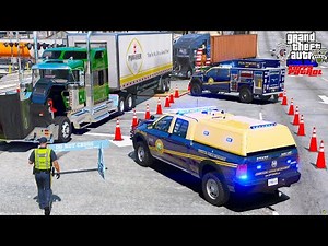 Police Running A Commercial Vehicle Enforcement Checkpoint In GTA 5 Roleplay