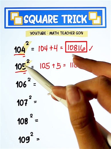 944K views · 8.2K reactions | Try this Square Trick ‼️ #mathematics #mathteachergon #mathtrick #mathtricks #Mathtutorial | Ako si Teacher Gon | Facebook
