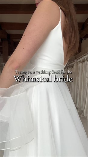 Shimmer organza with a tiered a-line skirt and flutter sleeves 😍 did somebody say whimsical bride? #2027bride #2026bride #whimsicalweddingdress #romanticweddingdress #weddingtiktok