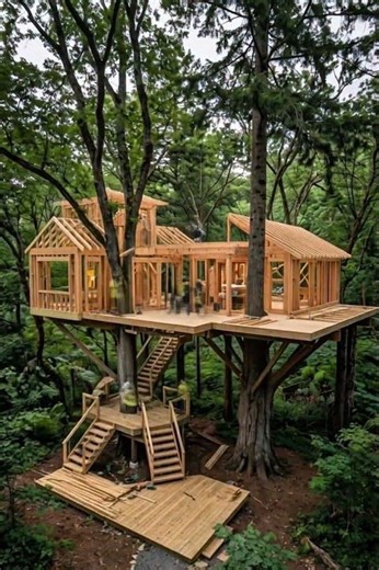 Forest Skybridge Treehouse | Cinematic Drone Flyover (4K) #interiordesign #architecture