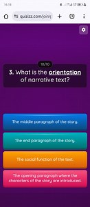 What is the orientation of narrative text?... | Filo