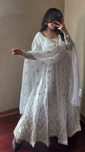 beautiful white anarkali dress 😍| outfit of the day #dress #suit #fashion #whiteoutfit #fashion