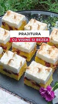 Cake with sour cherries and meringue. Seasonal cake with sour cherries