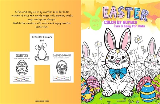 Easter Color by Number Book for Kids | Printable Bunny, Chick & Egg Pages - Etsy