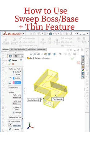 How to Use Sweep Boss/Base with Thin Feature in SolidWorks | Quick Tips & Tricks