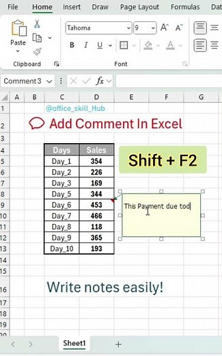 💡 Excel Shortcut You Must Know – Add Comment Like a Pro! #shortvideo #shorts #viral #excelshortcuts