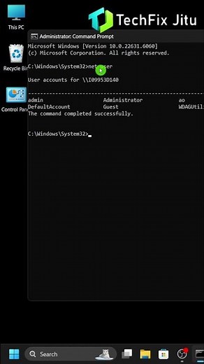 Delete User Account Using CMD ##windows #computertutorial #how #windowstutorial #tips #computer