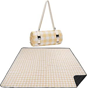 WILLOW WEAVE Large Picnic Blanket Waterproof,Outdoor Blanket - Yellow