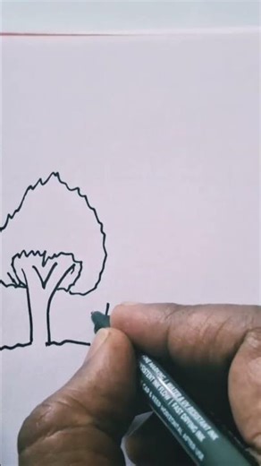 how to draw a tree and hut #art #drawing #easydrawingharish #sketch