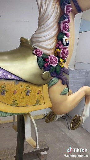 We’re completely refurbishing our Grand Ole’ Carousel! Each individual horse goes through several days of TLC. We love bringing life back to them. 🎠#painting #diy #stl #fyp #themepark