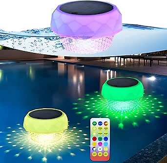 Solar Powered LED Floating Pool Light with RGB Color Changing Lights, IP68 Waterproof Pool Light with Remote Control, Remember to Press The Switch on The Solar Panel Or The Remote Won't Work