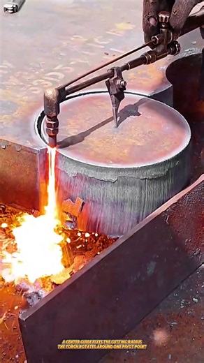 Oxy Fuel Circle Cutting Tool Shapes Thick Steel Plate into Perfect Round Discs #tools #metalcutting