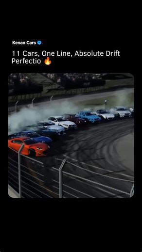 KenanCars on Instagram: "Eleven cars drifting in perfect synchronization creates one of the most insane displays of driving precision ever captured. This video showcases professional drivers performing a coordinated drift formation where multiple cars slide sideways while maintaining exact spacing, timing, and control. Drift formations require extreme skill, throttle balance, steering accuracy, and real-time coordination between drivers moving at high speed while intentionally losing traction. S