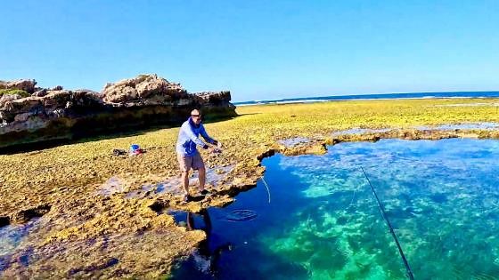 Fishing reef holes along a remote coast