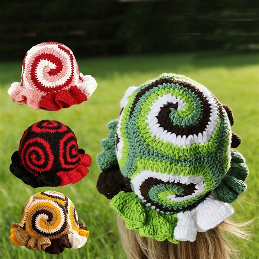 Crochet Snail Shell Hat,handmade Spiral Beanie Bucket Hat,cottagecore Aesthetic Costume Hat - Etsy