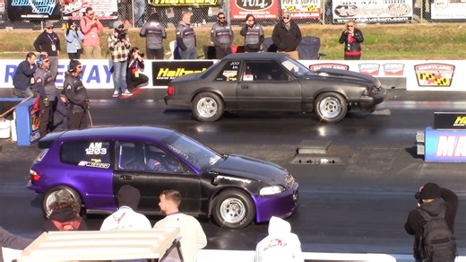 Close 9 Second All Motor Drag Race Fox Body vs Civic Hatchback | Drag Racing and Car Stuff