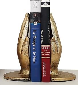 Iron Hand Bookends - Cast Iron Decorative Accent for Home Decor, Bookshelf, Living Room Decor, Decorative Bookends for Heavy Books