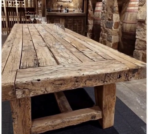 Solid Reclaimed Wood Dining Table, Rustic Farmhouse Kitchen Furniture - Etsy