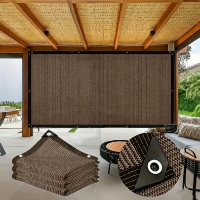 Brown Outdoor Home Garden Privacy Net, Breathable Wind-Resistant Sunshade Net | SHEIN