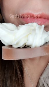 ASMR Satisfying Eating Cream On A Chocolate Spoon 🍫🥄 #asmr #chocolate #satisfyinglips | Satisfying Lips