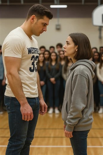 The high school bully insulted her in front of the entire school and started mocking her – without having the slightest idea who this girl really was 😱😱 The school gym buzzed with voices and whispers. A crowd of students had formed a circle, each with a phone in hand, ready to record the new “show.” In the center stood Anna — a small, fragile girl whom almost no one had ever noticed. She always stayed in the shadows, quiet and invisible. But that day she found herself face-to-face with the str