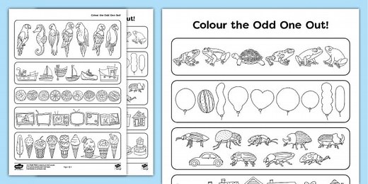 Colour the Odd One Out Activity Sheets