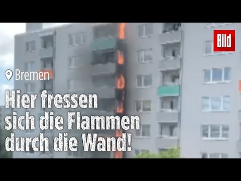 Krasse Aufnahmen! Hochhausbrand in Bremen: Feuerwehr mit 100 Mann im Großeinsatz