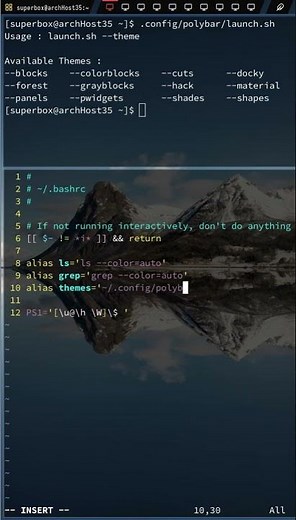 How to quick Edit the config file for BSPWM to setting polybar-themes?