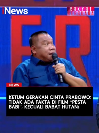 Ketua Umum (Ketum) Gerakan Cinta Prabowo, H. Kurniawan, menyoroti film “Pesta Babi” dan menyebut tidak ada fakta yang ditampilkan dalam film tersebut, kecuali soal deforestasi hutan. Pernyataan itu disampaikan sebagai respons atas kontroversi dan perdebatan publik yang muncul usai film tersebut ramai diperbincangkan di media sosial. #RakyatBersuara #FIlm #PestaBabi #iNews Amr/VHS