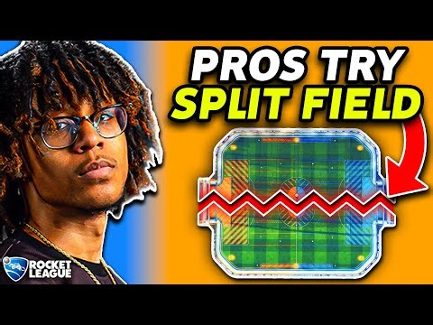 Rocket League Pros try playing on a SPLIT FIELD