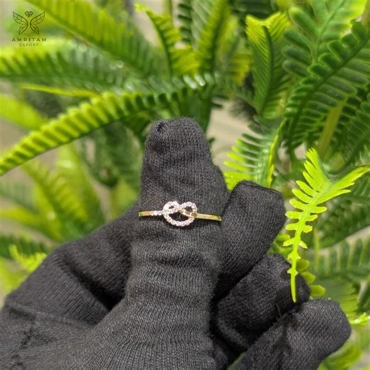 14K Gold Diamond Knot Ring | Dainty Stackable Band, Anniversary Gift - Etsy