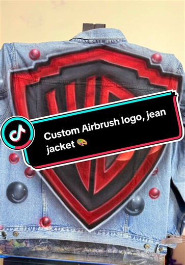 Customize airbrush logo on Client’s jean jacket. Let me know what y’all think. #art #artists #graffiti #airbrush